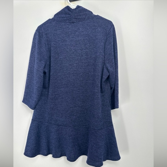 Kiyonna Cardigan 0X Love Story Cardigan Top Open Front + Tie Waterfall Hem Blue - Picture 7 of 7
